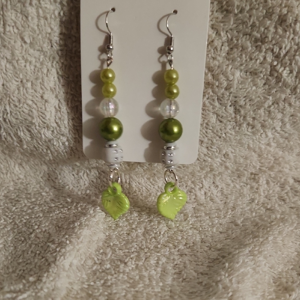Elegant Green Beaded Earrings